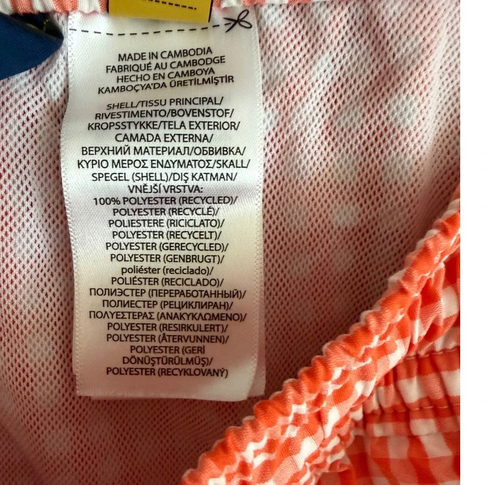 NEW Polo Ralph Lauren Swim Trunks Men 4XB Orange Gingham Check Drawstring NWT